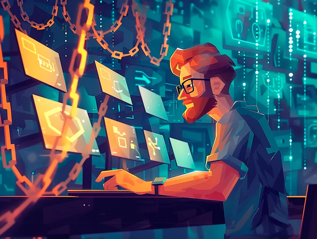 Developer using Low-Code/No-Code Platforms to accelerate React.js app development