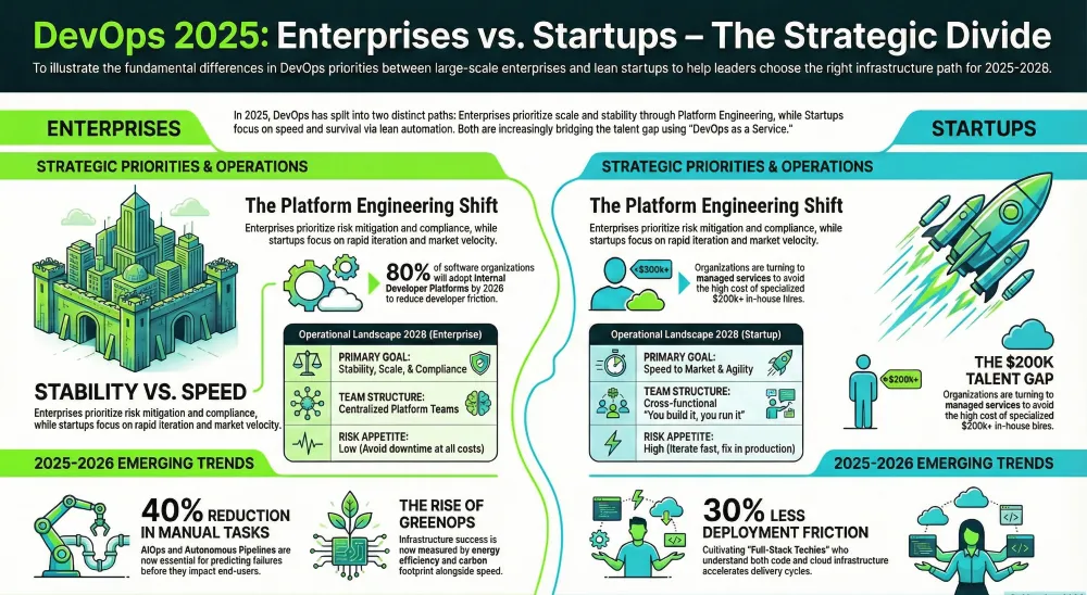 Devops For Enterprises Vs Devops For Startups Infographic