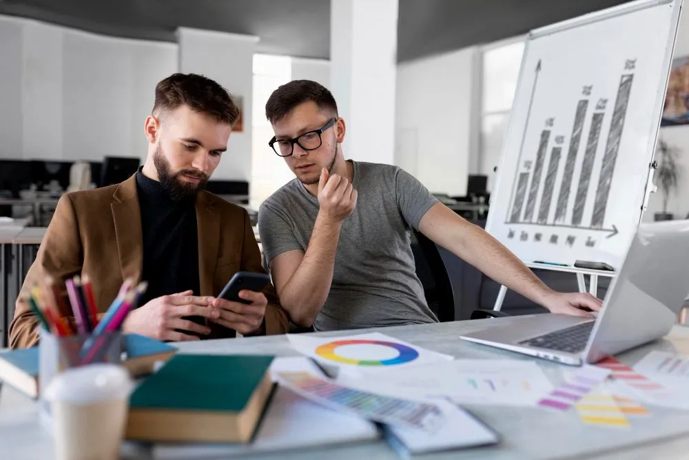 Optimize React.js Performance for business-critical applications, showing enterprise teams analyzing performance metrics, UI rendering speed, and optimization strategies.
