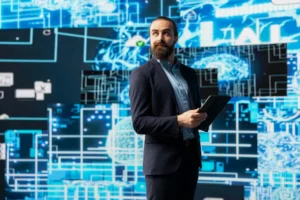 Business leader reviewing DevOps as a Service SLAs and vendor contract requirements for governance, accountability, and service performance